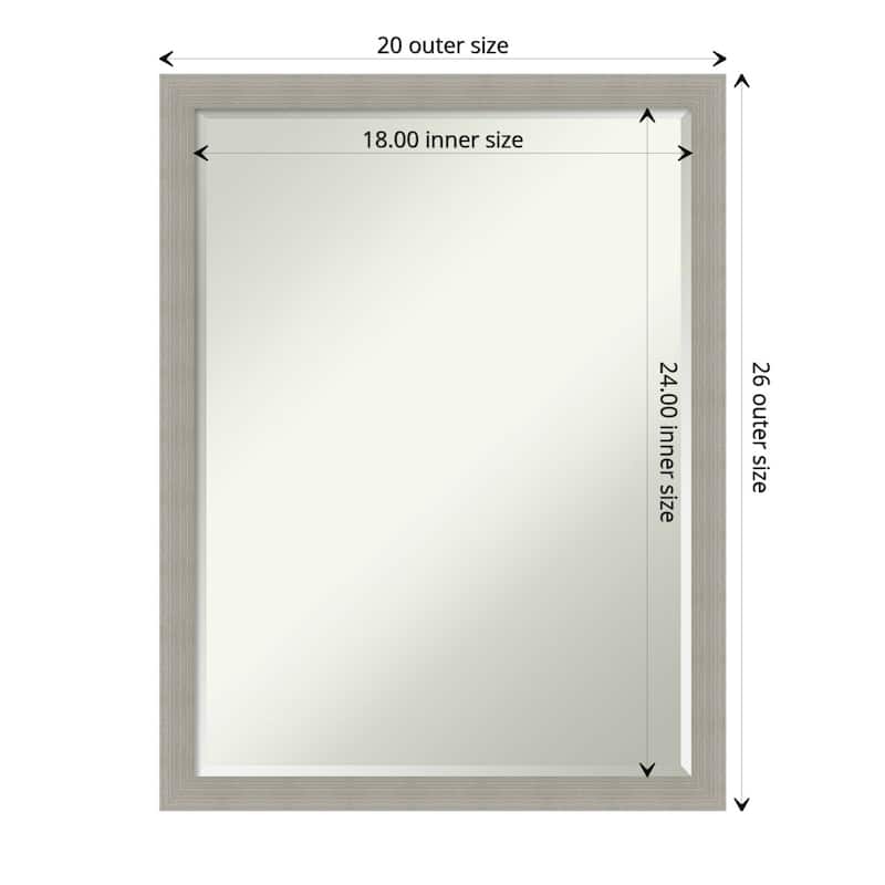 Woodgrain Stripe Half-Inch-Bevel Wood Framed Bathroom Vanity Wall Mirror - Glass Size 18x24 - Woodgrain Stripe Grey