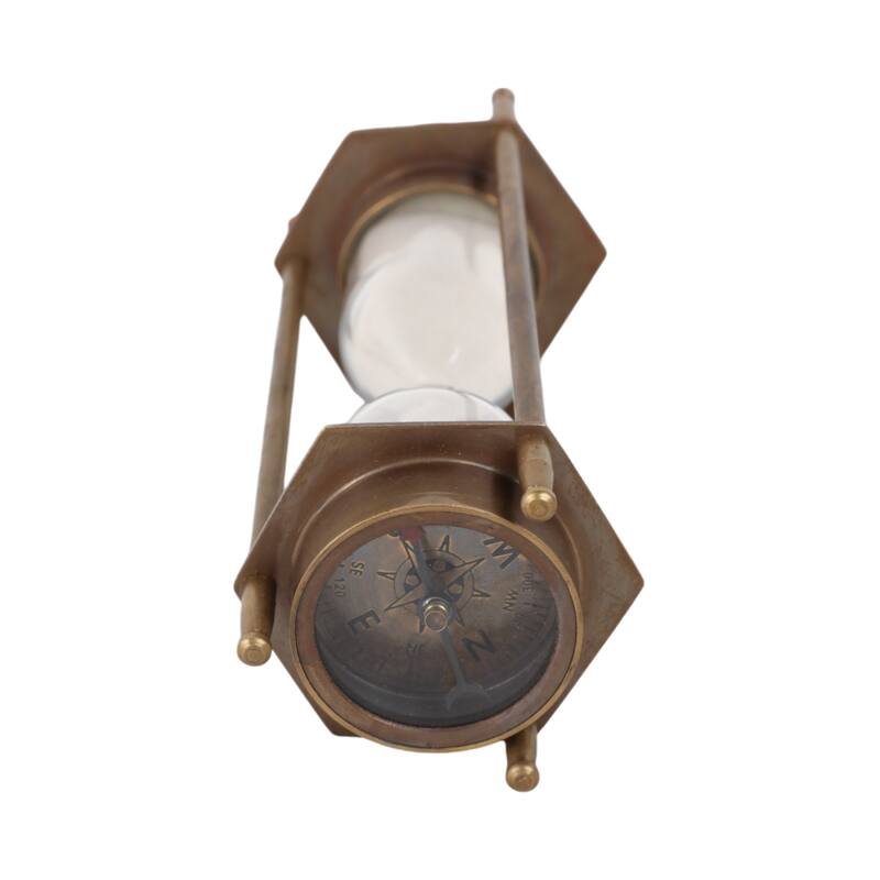Metal Decorative Object Compass Design Transitional Accent - 5" Brown - 2" x 2" x 5"