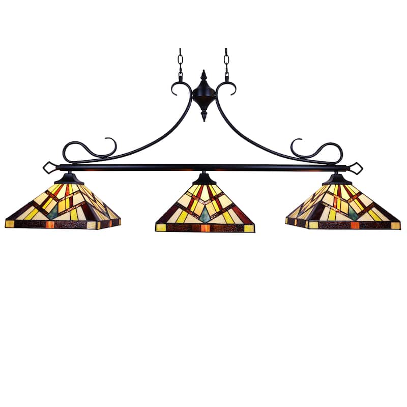 Tiffany Style Mission Design 3-light Linear Island Fixture