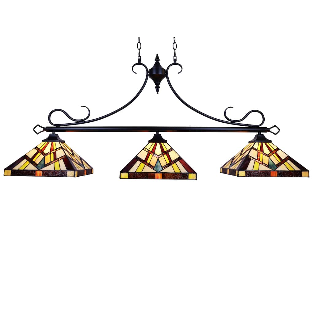 Tiffany Style Mission Design 3-light Linear Island Fixture