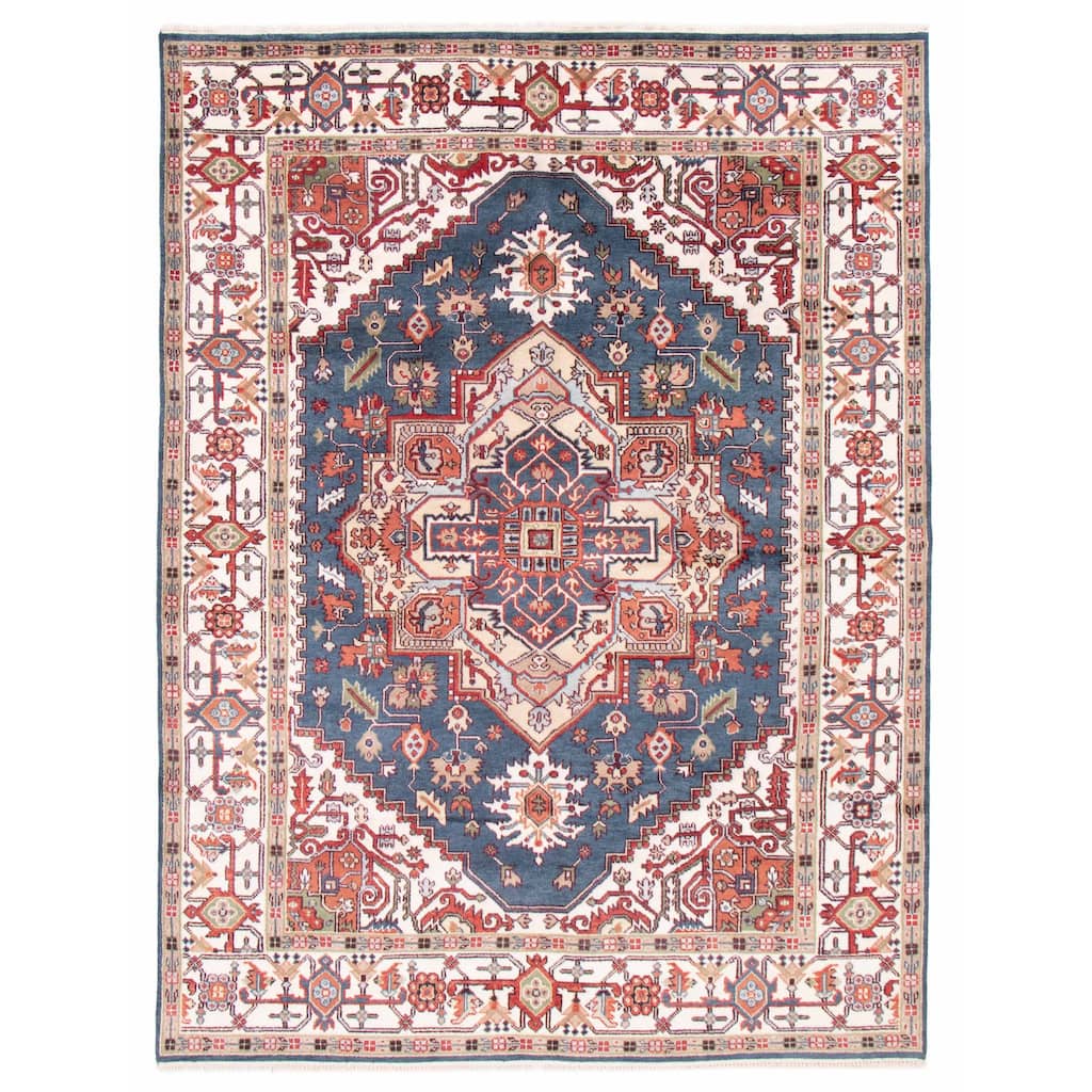 ECARPETGALLERY Hand-knotted Serapi Heritage Dark Blue Wool Rug - 8'11 x 12'0