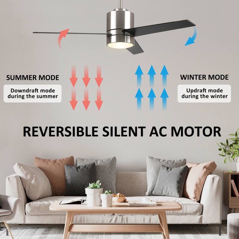 Aurora 52-inch Indoor Smart Ceiling Fan with Light Kit and Wall Control, Works with Alexa/Google Home/Siri