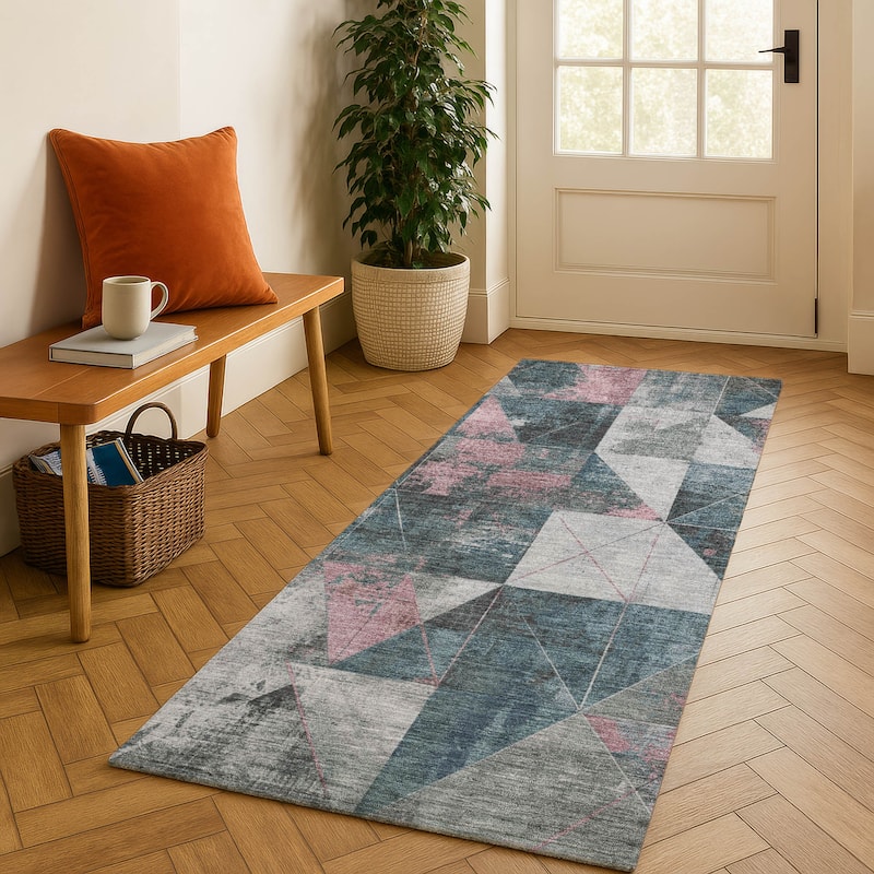 Premium Washable Super Soft Contemporary Mosaic Mayfield Rug - Seafoam - 2'3" x 7'6"