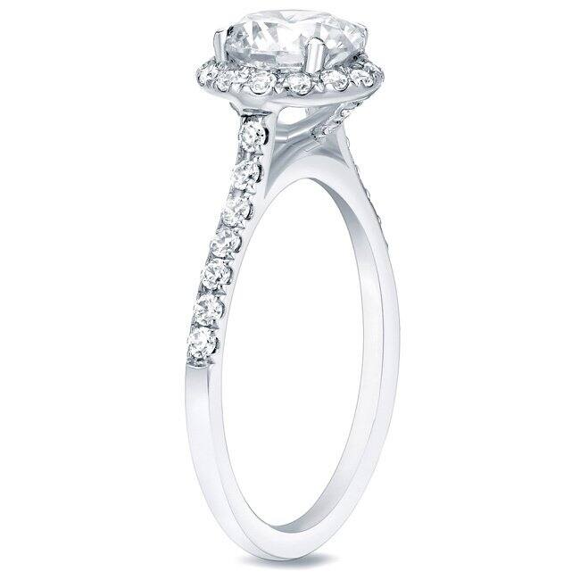 Auriya 14k Gold 1 1/4ctw Round Diamond Halo Engagement Ring