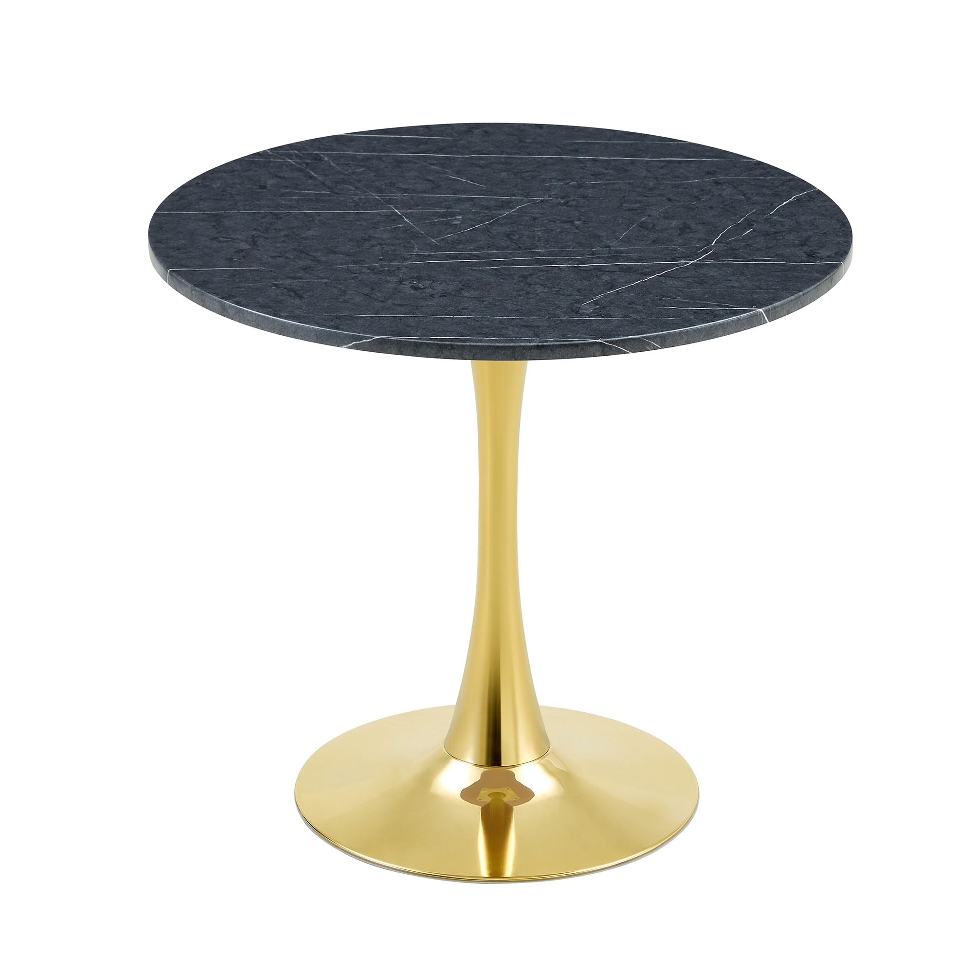 Round Dining Table, 31.5" Circle Tulip Table with Thickened Tabletop & Metal Pedestal, Mid Century Modern Bistro Table