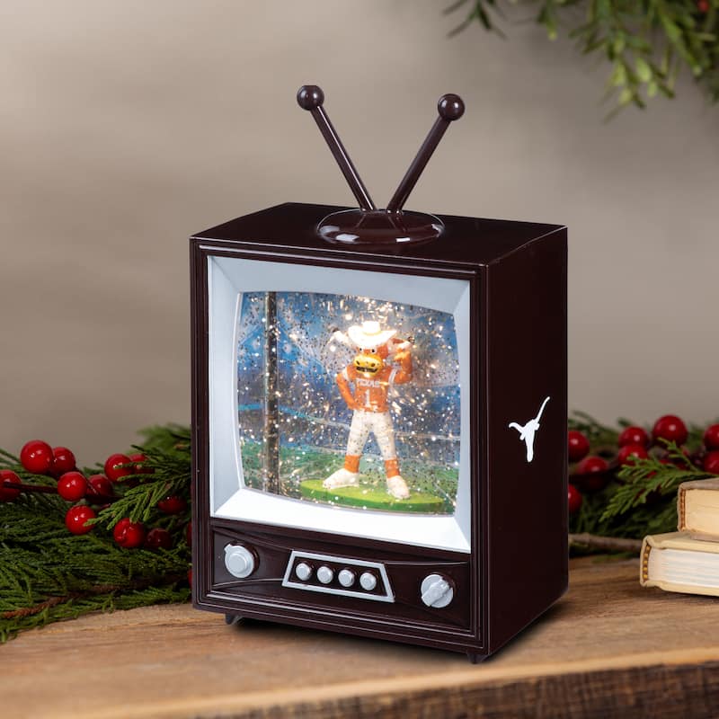 University of Texas 8 in. Vintage TV Light Up Water Lantern Snow Globe with Mascot