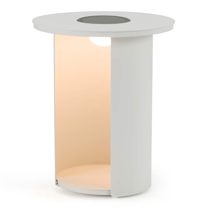 Renava Onza Outdoor White End Table w/ Solar Light