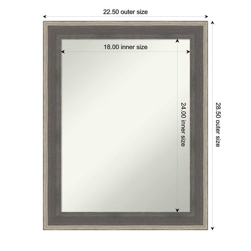 Cottage Non-Beveled Wood Framed Wall Mirror - Cottage Grey Silver - 23 x 29 in