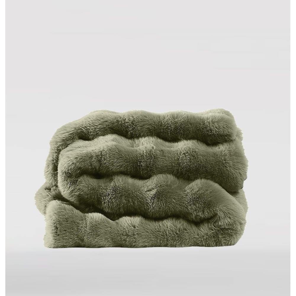 Brooklyn Loom Bubble Faux Fur Blanket and Throw