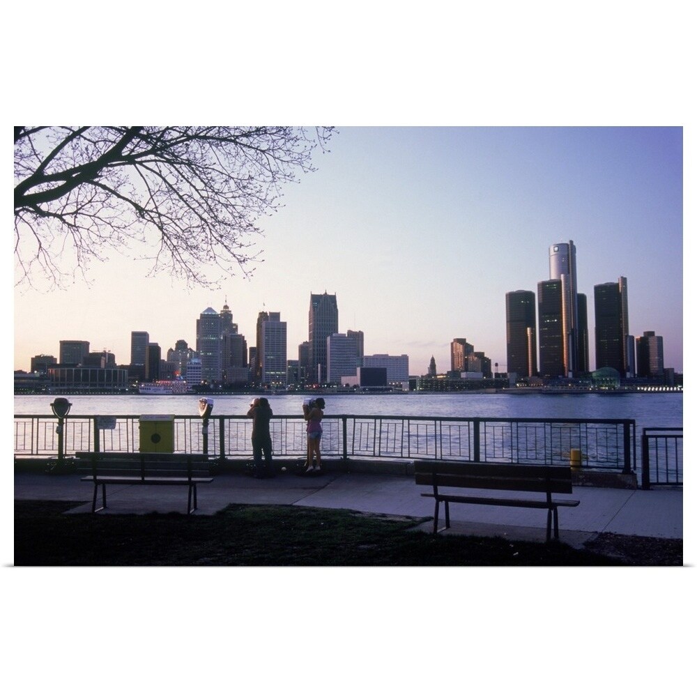 Shop Detroit River Skyline From Windsor Ontario Canada Poster Print Overstock 16494280