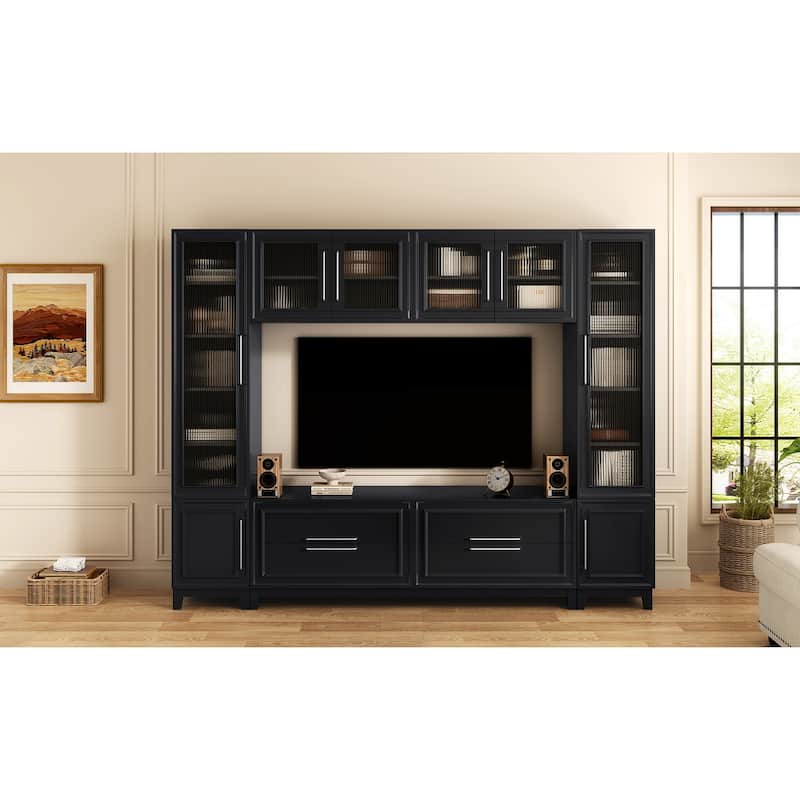 Large 102" Wall Unit TV Stand with Storage, Bookshelves, Modern Entertainment Center Media Console for TVs up to 75"