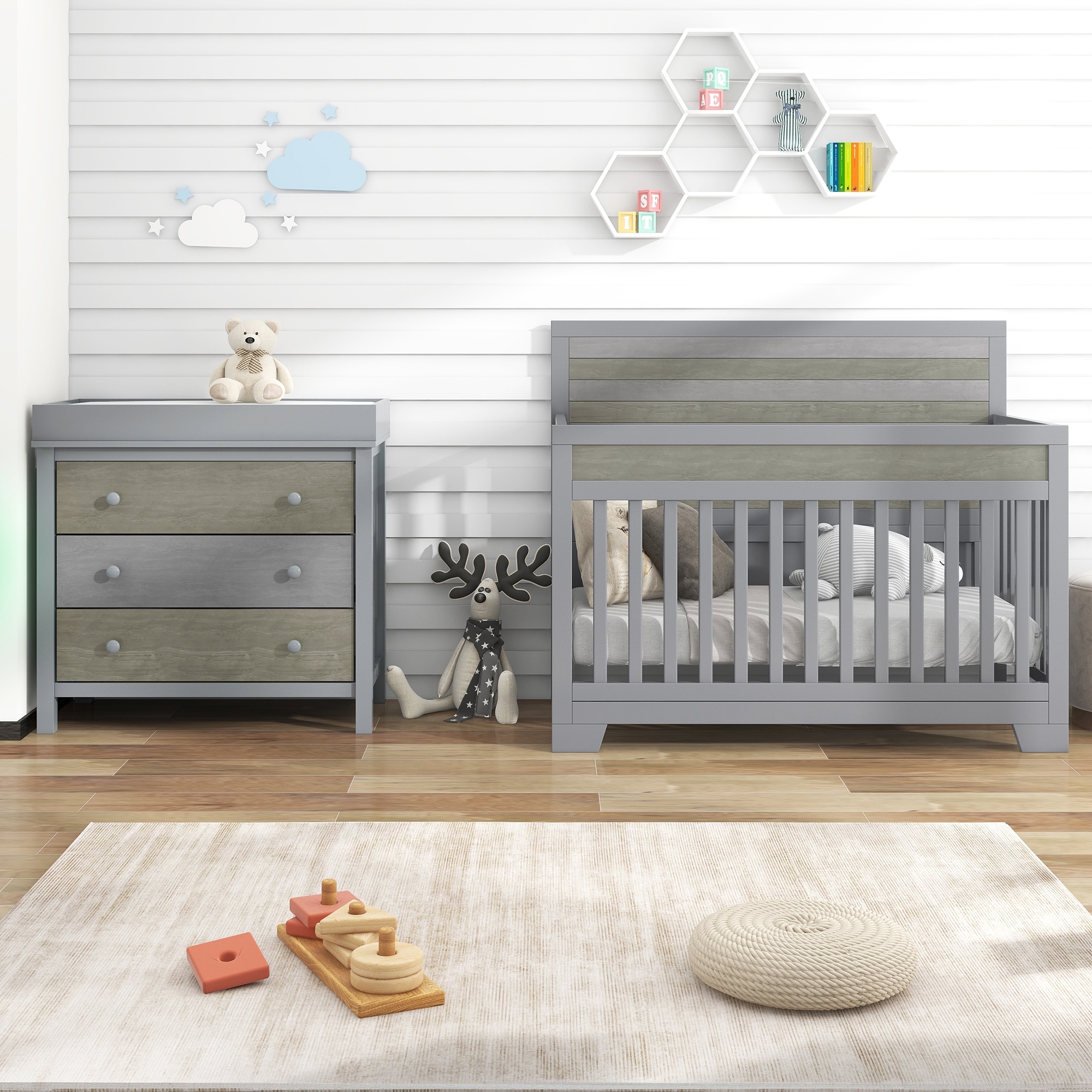 rustic grey crib and dresser set 3 Pieces Sets Baby Changer Dreeser with Changing Tray - Bed Bath & Beyond cute formal dress