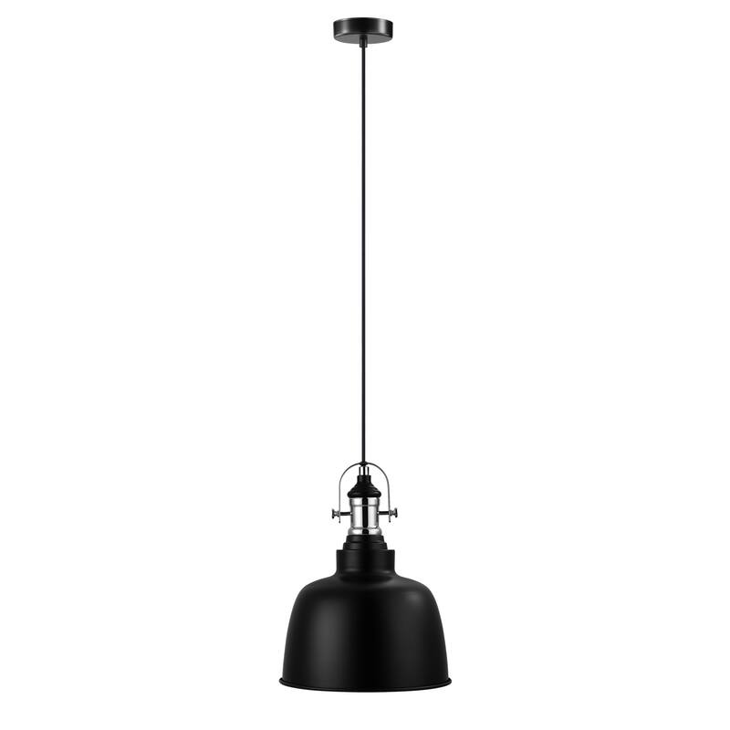 Eglo Gilwell 1-Light Matte Black and Chrome Pendant - Matte Black and Chrome