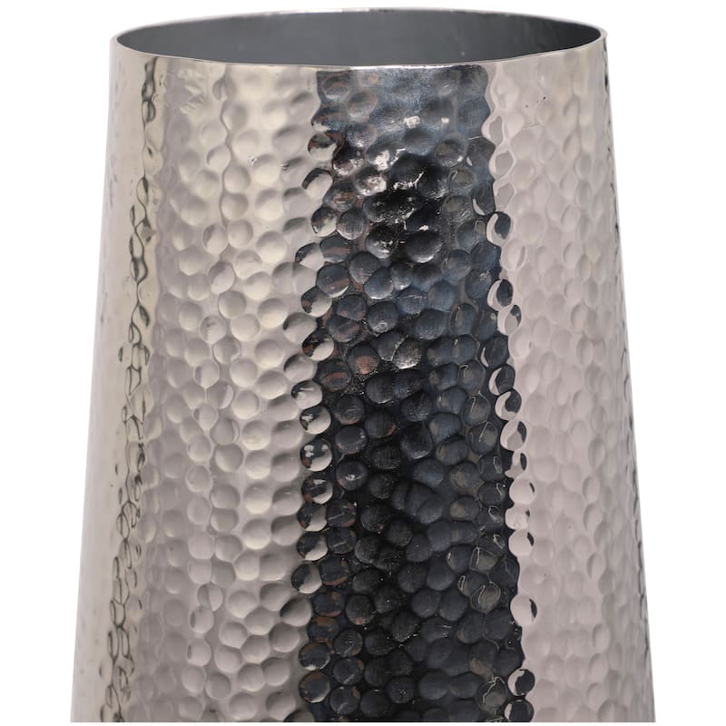 Aluminum Metal Tall Hammered Vase - Silver - Roche River Decor