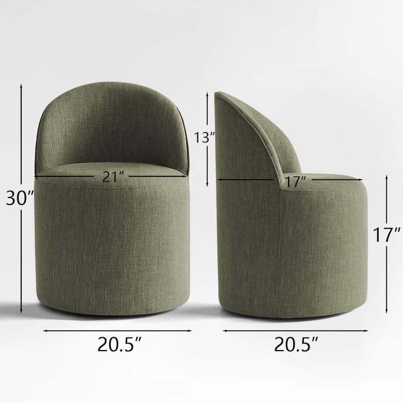 Linen Upholstered Dining Chair with Castors (Set of 4)
