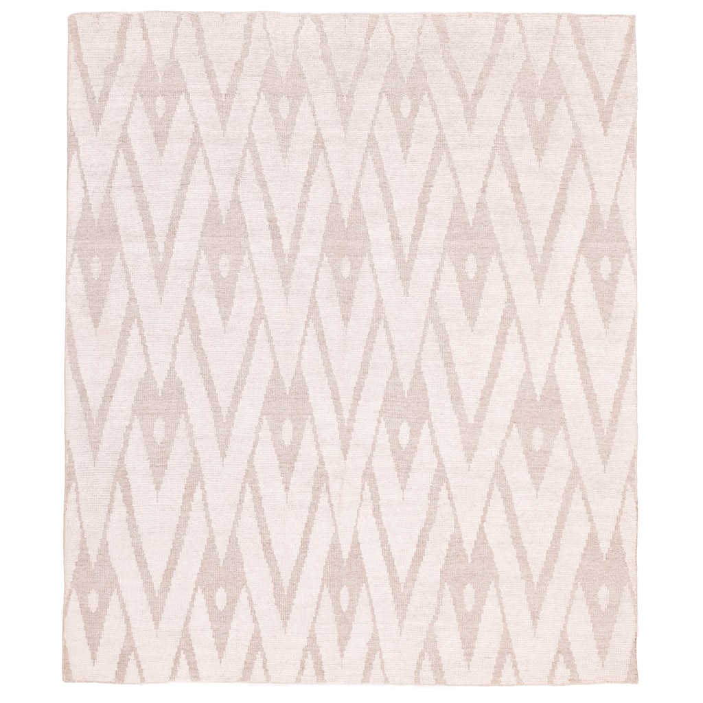 ECARPETGALLERY Hand-knotted Looma Light Grey, Taupe Silk, Wool Rug - 7'11 x 9'8
