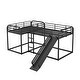 preview thumbnail 7 of 16, 4 Beds in 1 Kids Bed Full and Twin Size Metal L-Shaped Bunk Bed with Slide and Short Ladder Kids Furniture, Black