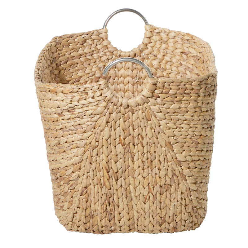 Seagrass Handmade Large Woven Decorative and Functional Storage Basket with Handles - Brown, White, Black