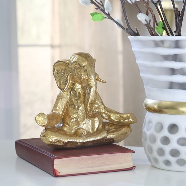 slide 2 of 9, Sagebrook Home Serene Elephant Figurine - 8" x 4" x 6" Gold