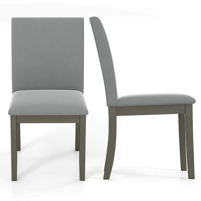 Grey Velvet Rubber Wood Dining Chairs Set of 2 with Ergonomic Design - 24" x 19" x 36" - Grey