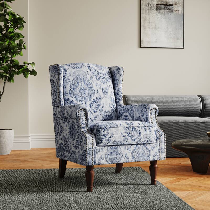 Patterned Upholstered Accent Chair for Living Room