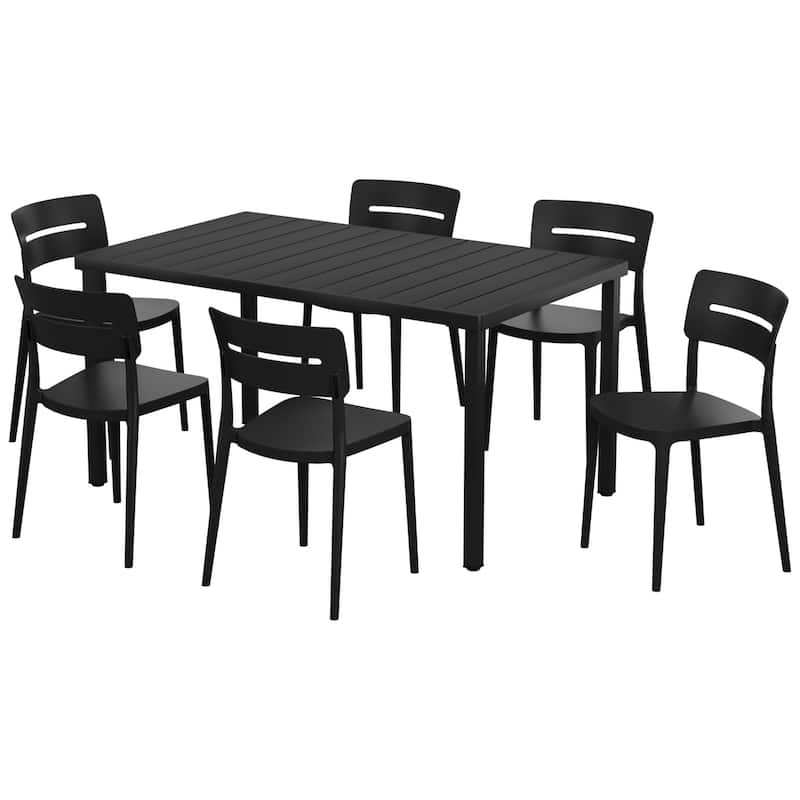 Frond and Form 6-Person Outdoor Rectangular Dining Set