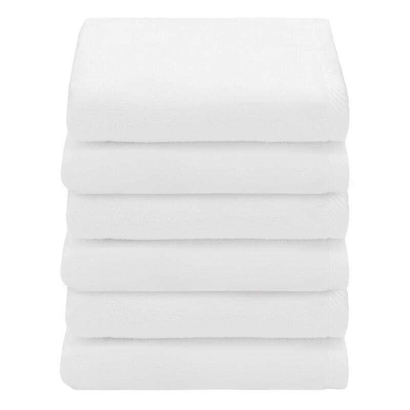 Authentic Hotel and Spa 100% Turkish Cotton Ediree Hand Towels - Set of 6 - White