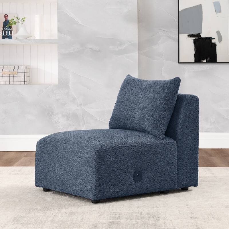 Single Chair for Modular Sofa,Sturdy solid wood frame, loop yarn fabric - Navy