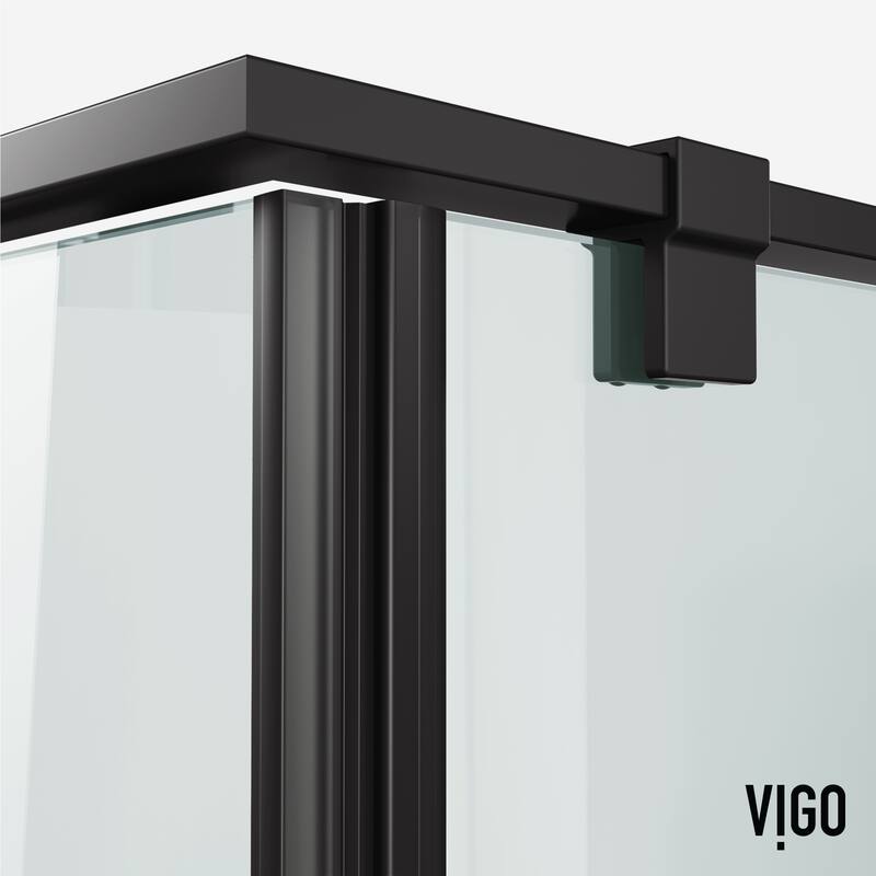 VIGO Meridian 34"D x 34"W x 73"H Framed Hinged Shower Enclosure in Matte Black