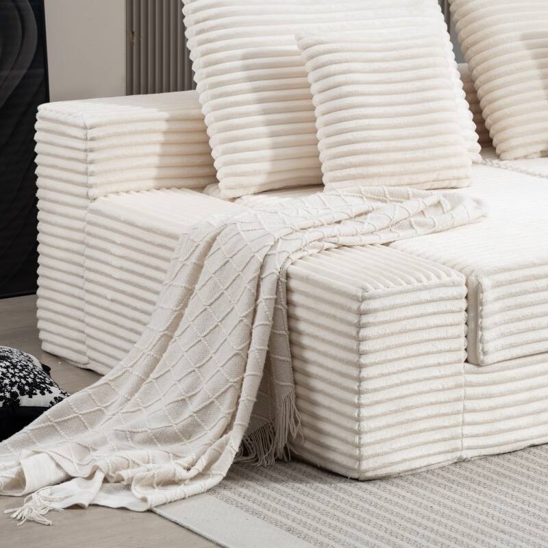 Double Chaise Lounge Sofa, Cloud Plush Sofa Bed, Upholstered Boneless Cloud Sofa Deep Seat, Sleeper Loveseat Chair