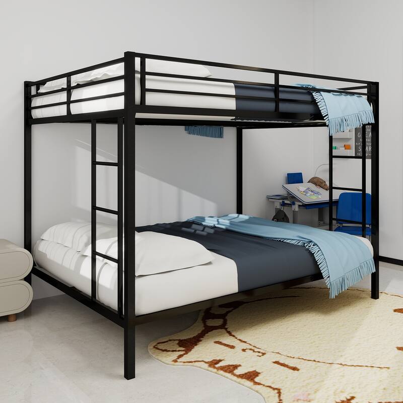 Multi -Functional Square Tube Iron Bunk Bed, Full - Size Upper & Full - Size Lower Bed, Robust Metal Frame Resists Wear