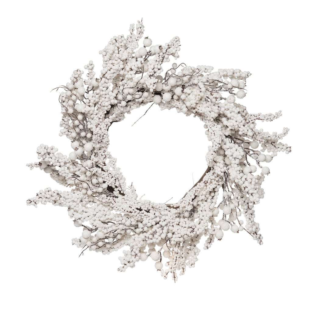 Transpac Foam 24 in. White Christmas Winter Berry Wreath