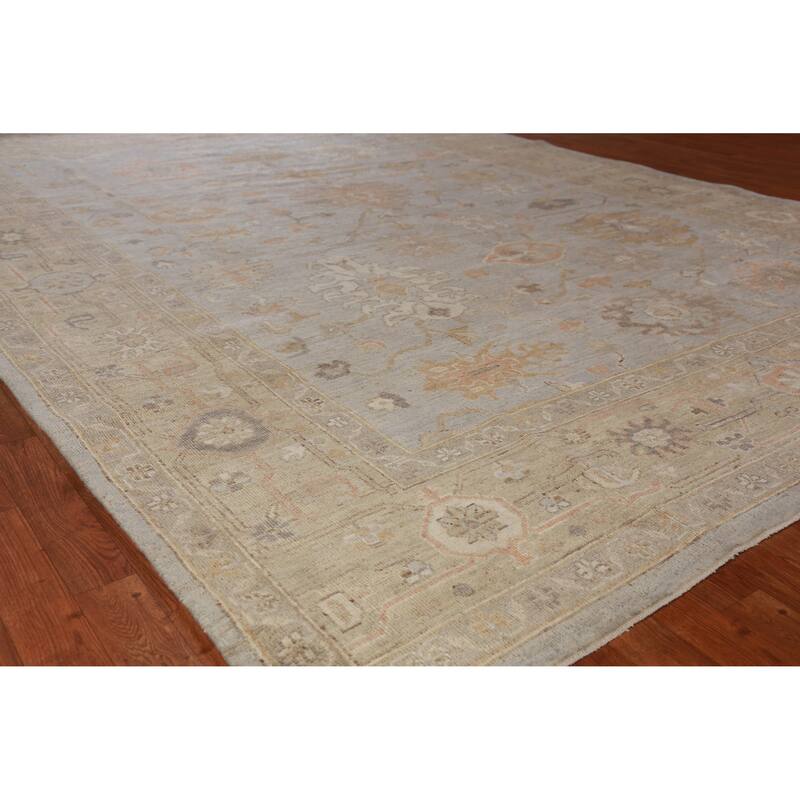 Hand Knotted Oriental 100% Wool Carpet Transitional All-Over Greys & Charcoal Oushak Area Rug - 11' 10'' X 8' 10''