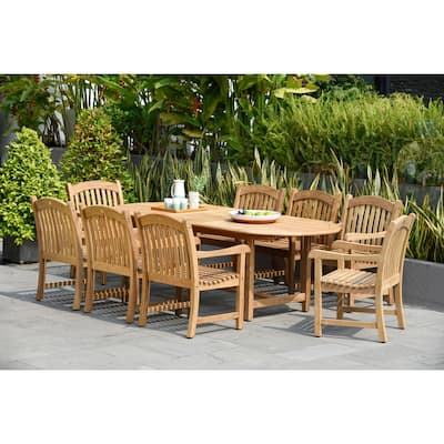 Amazonia 9 Piece Nachue FSC Solid Teak Outdoor Patio Dining Set - 9 Piece