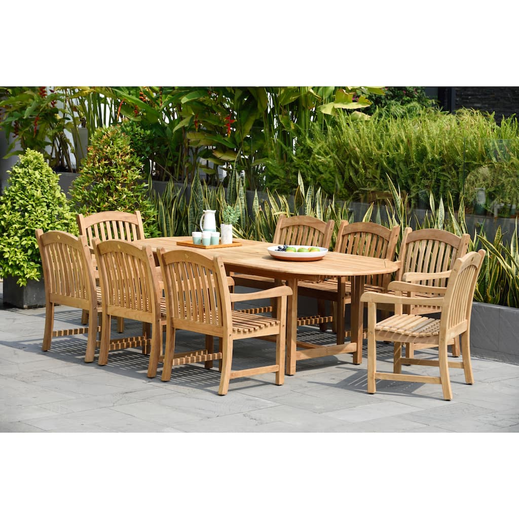 Amazonia 9 Piece Nachue FSC Solid Teak Outdoor Patio Dining Set - 9 Piece