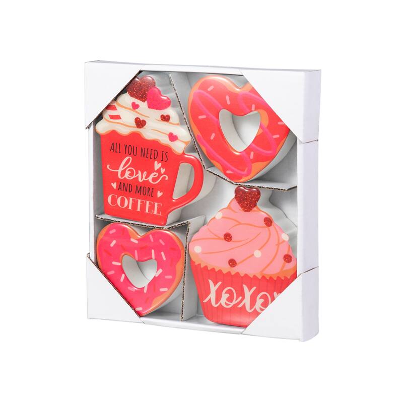 Glitzhome 4.75"H Set of 4 Valentine's Epoxy Block Table Decor - 4.75''H