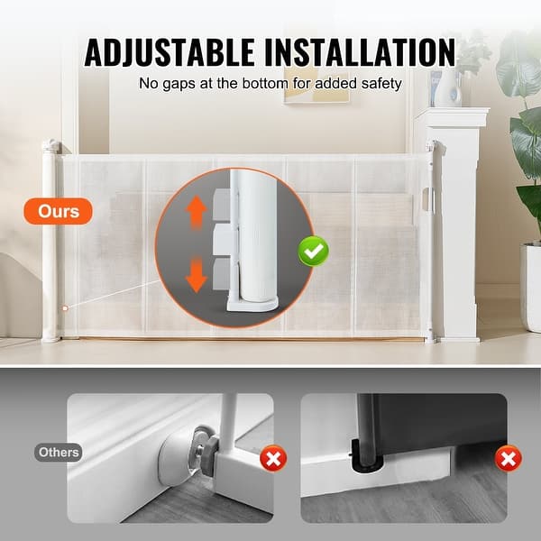 dimension image slide 6 of 9, Mesh Foldable Wide Retractable Baby Gate Suitable for Playrooms Kitchens Or Hallways
