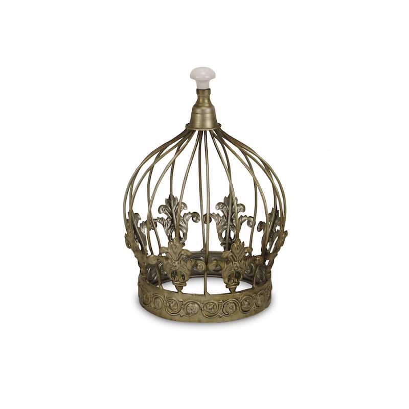 HomeRoots 10" Bronze Metal Hand Painted Decorative Crown Tabletop Sculpture - 7.25' X '10' X '7.25