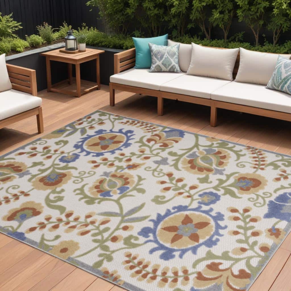 HomeRoots Contemporary Rectangle Outdoor Rug - 6' X 9'