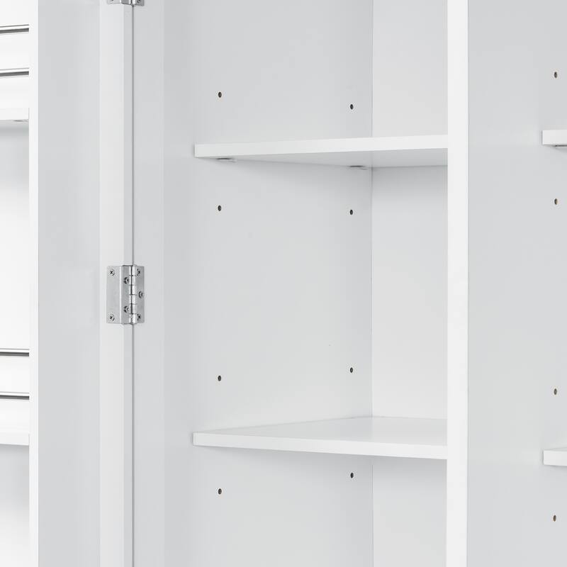 75" Farmhouse Kitchen Pantry Cabinet with Door Shelves, Large Freestanding Cupboard with Pull-Out Trays