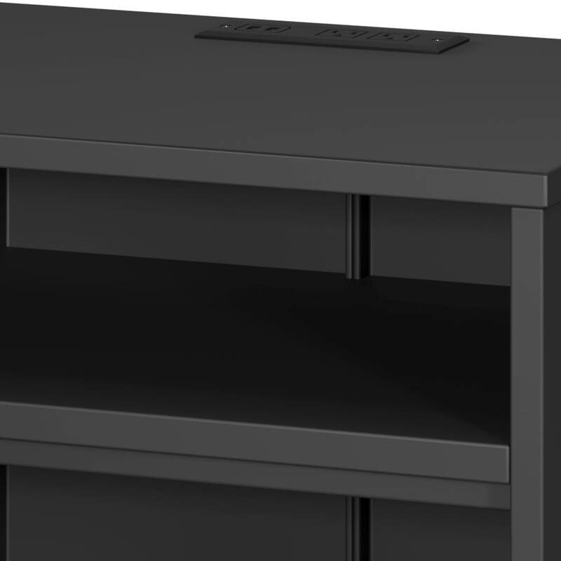 Moasis Set of 2 Steel Side Table with Doors and Shelfs,Nightstand with Charging Station