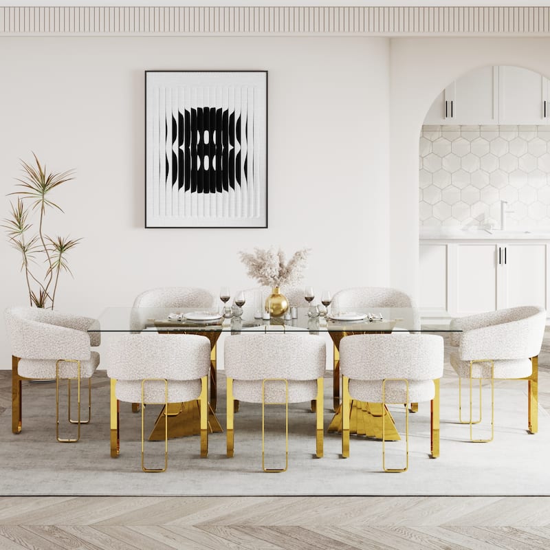 78 inch and 94 inch Glass Dinner Table Falcone Kitchen and Dining Table