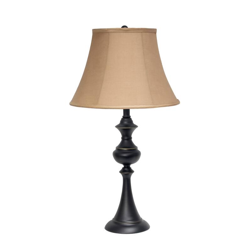 Elegant Designs Traditionally Crafted 3 Pack Lamp Set (2 Table Lamps, 1 Floor Lamp) with Tan Shades, Restoration Bronze - N/A