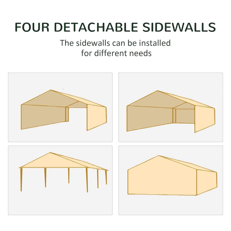 10' x 20' Outdoor Party Tent with Removable Sidewalls, Shade Shelter for Events and BBQs, White