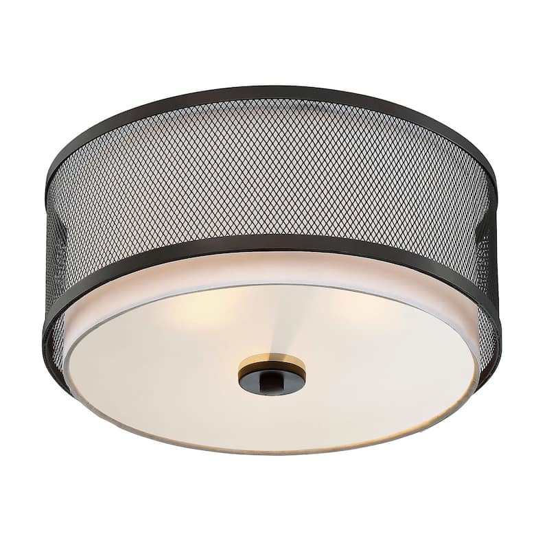 Meridian M60018 3 Light 15" Wide Flush Mount Drum Ceiling Fixture