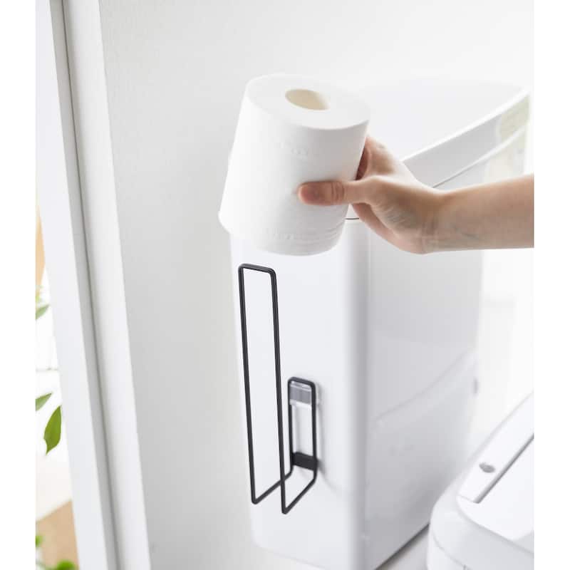 Yamazaki Home Traceless Adhesive Toilet Paper Holder, Steel, Holds 2.2 lbs - L 2.87 x W 1.46 x H 9.84 inches