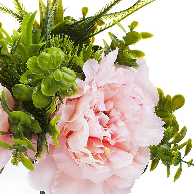 Enova Home 3 Large Artificial Silk Peony Fake Flowers with Mixed ...