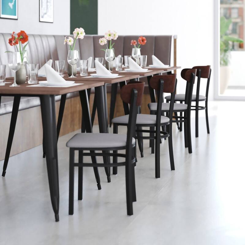 2PK Commercial Metal Dining Chairs with Boomerang Back