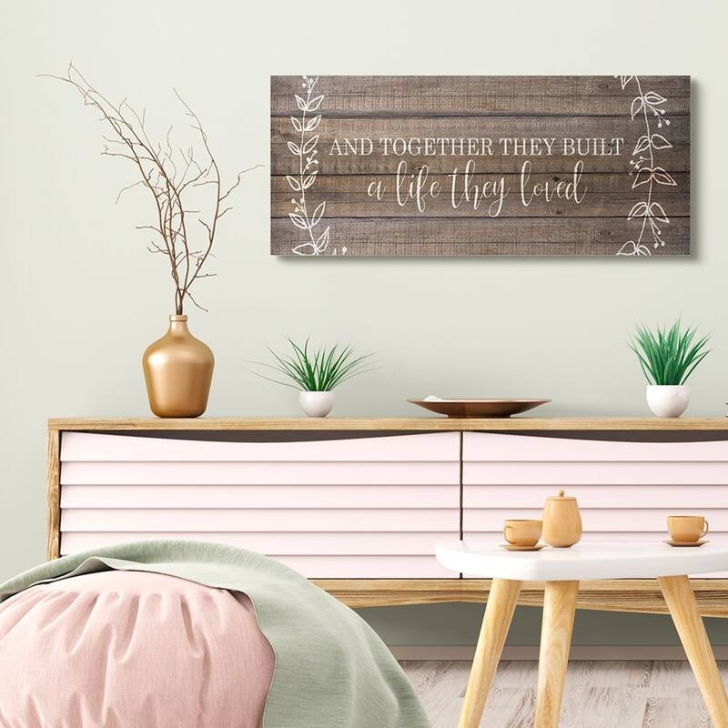 Stupell Together They Built Love Wood Pattern Vines Worded Phrase Canvas Wall Art