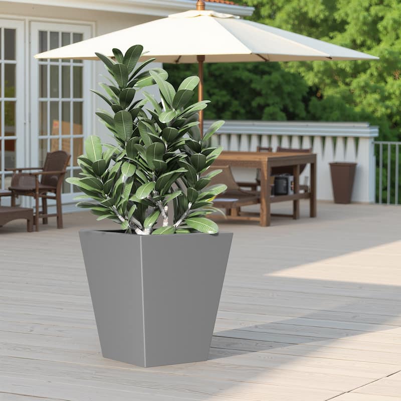Handmade Tall Tapered Planter with Drainage, Perfect for Large Plants - Grey